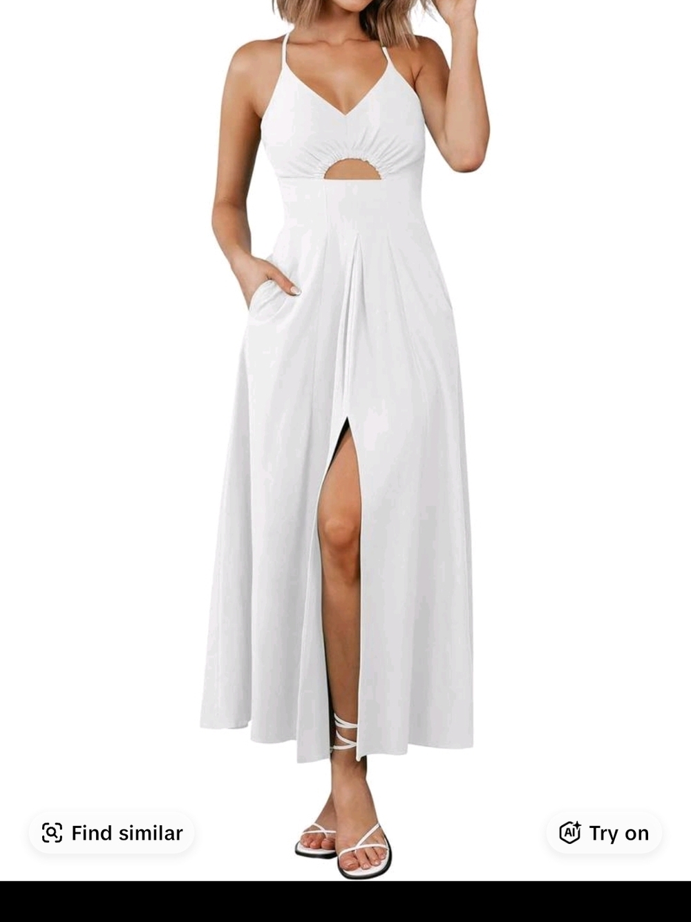 Women’s White V-Neck Cutout Maxi Dress